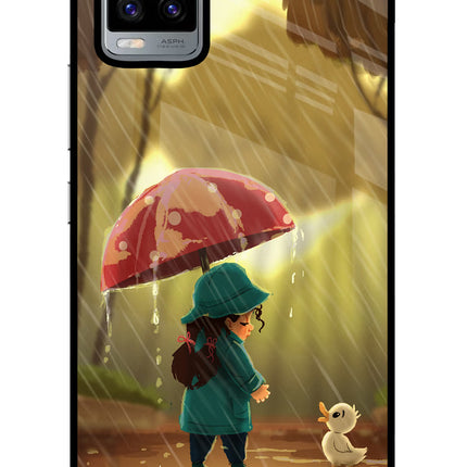 Rainy Day Vivo V20 Glass Case Back Cover by Casekaro