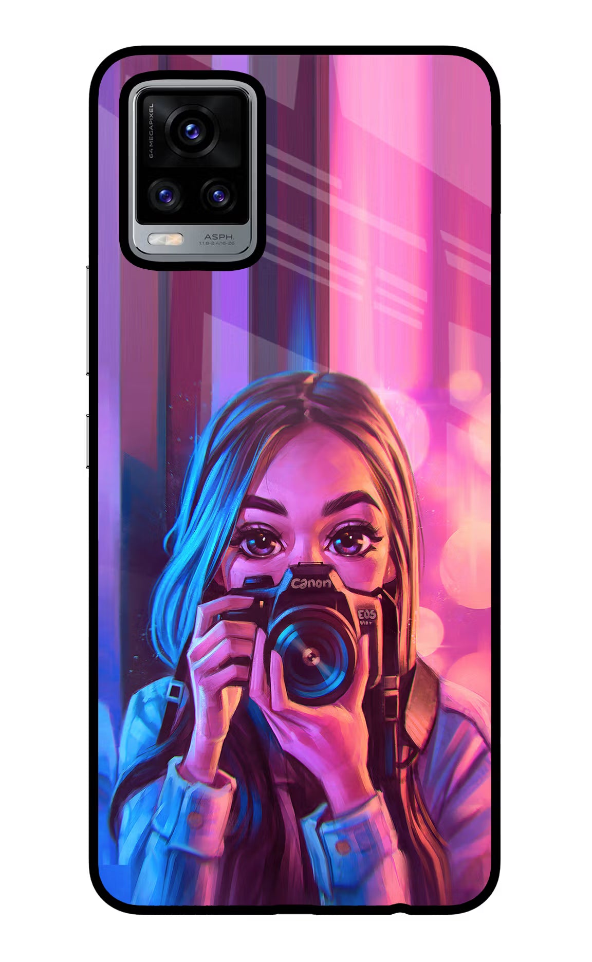 Girl Photographer Vivo V20 Glass Case Back Cover by Casekaro