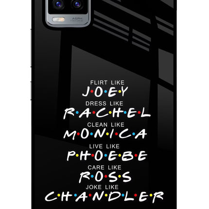 FRIENDS Character Vivo V20 Glass Case Back Cover by Casekaro