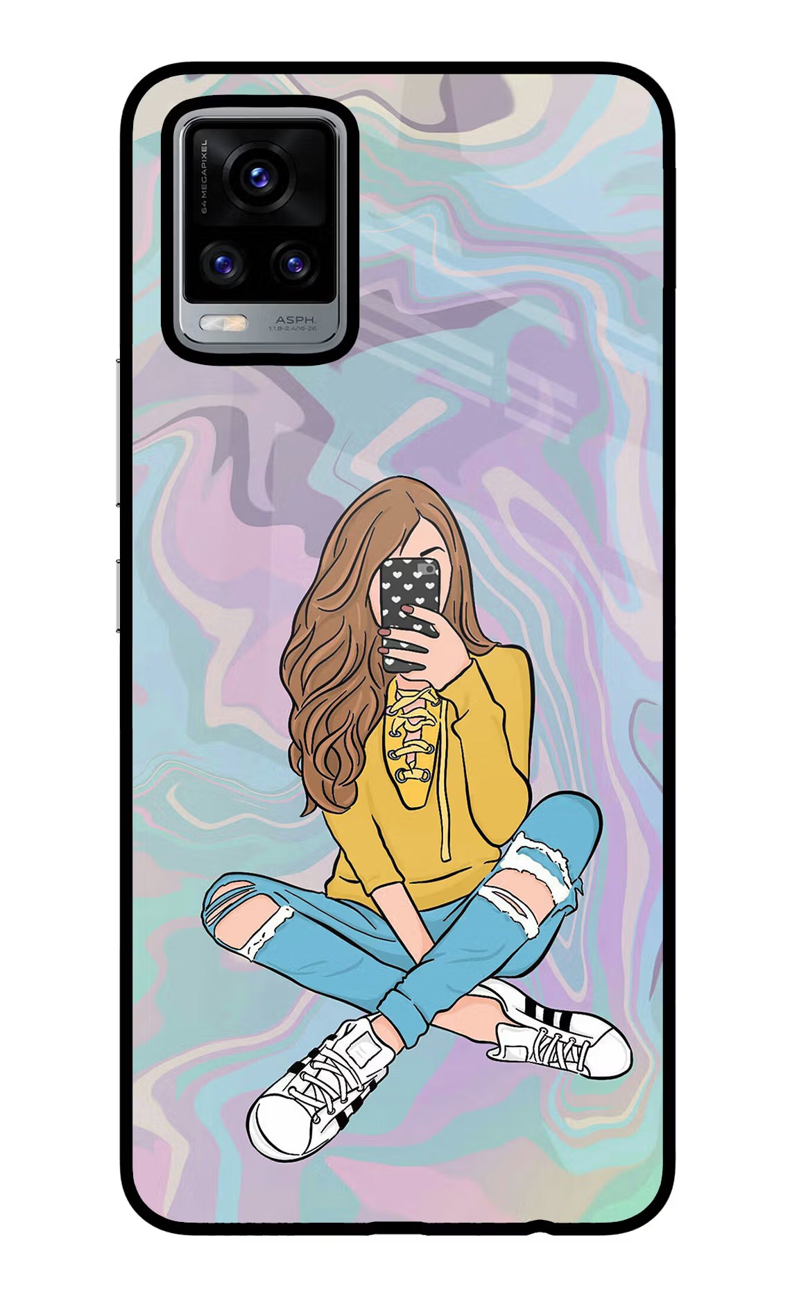 Selfie Girl Vivo V20 Glass Case Back Cover by Casekaro