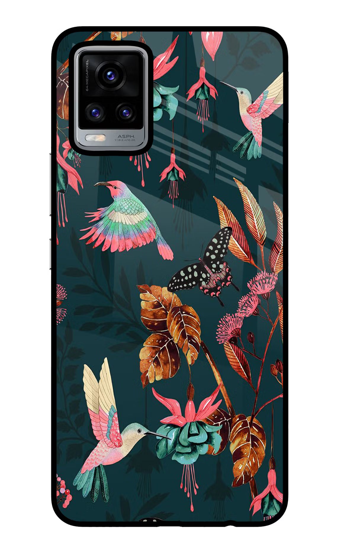 Birds Vivo V20 Glass Case Back Cover by Casekaro