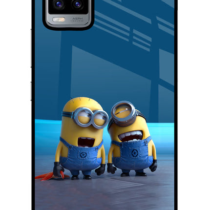 Minion Laughing Vivo V20 Glass Case Back Cover by Casekaro