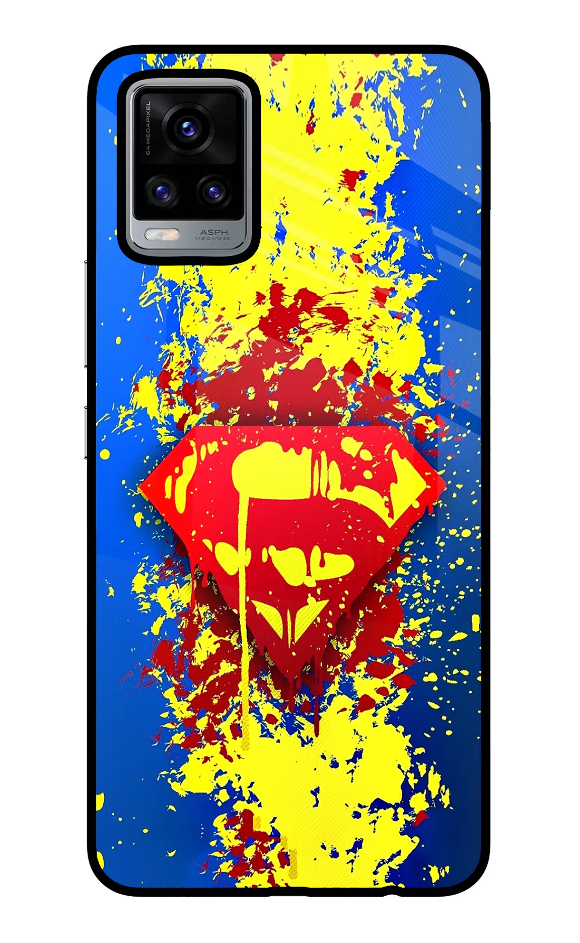 Superman logo Vivo V20 Glass Case Back Cover by Casekaro
