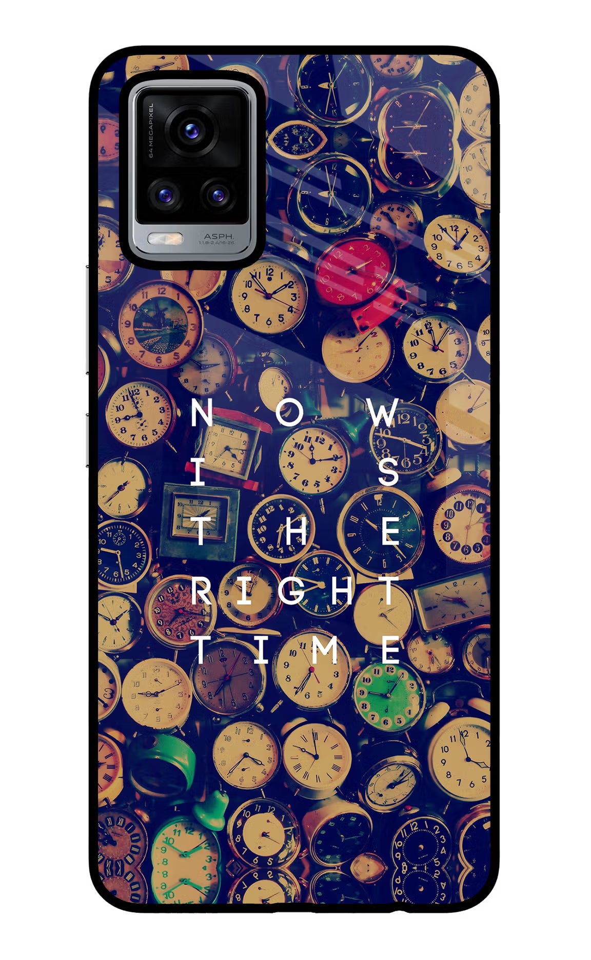 Now is the Right Time Quote Vivo V20 Glass Case Back Cover by Casekaro