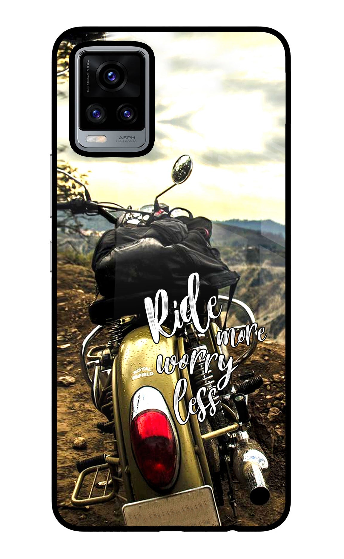 Ride More Worry Less Vivo V20 Glass Case