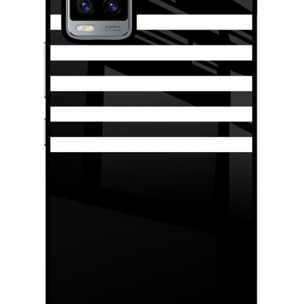 Black and White Print Vivo V20 Glass Case Back Cover by Casekaro