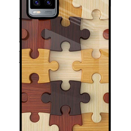 Wooden Puzzle Vivo V20 Glass Case Back Cover by Casekaro