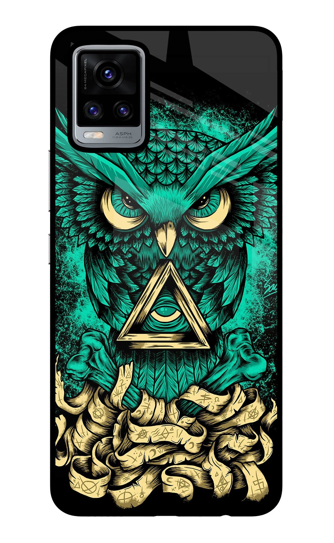 Green Owl Vivo V20 Glass Case