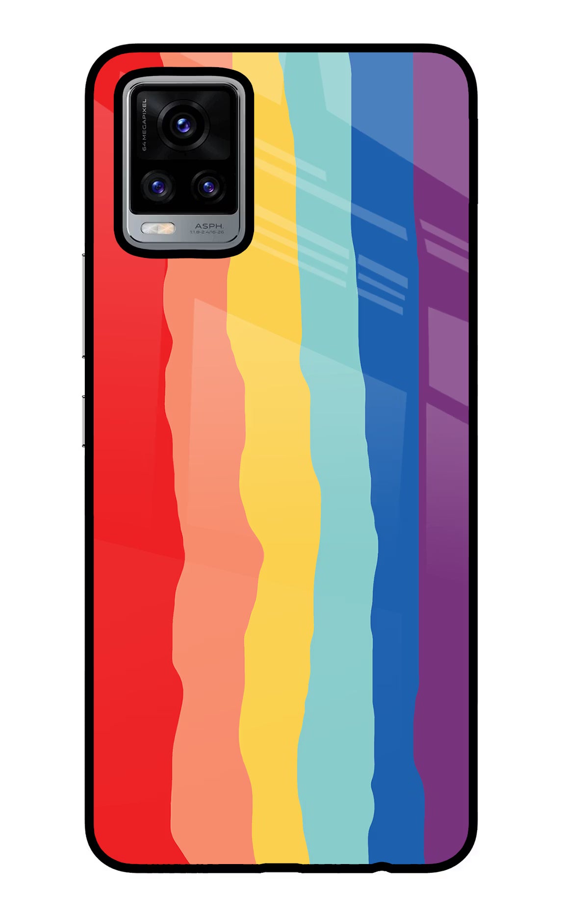 Rainbow Vivo V20 Glass Case Back Cover by Casekaro