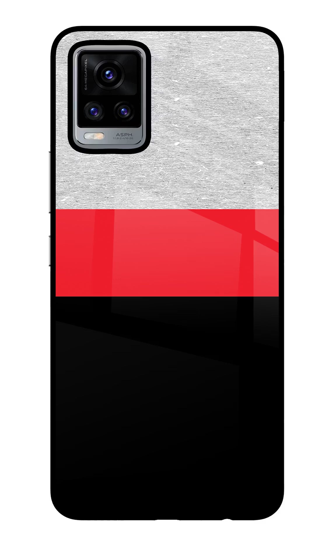 Tri Color Pattern Vivo V20 Glass Case Back Cover by Casekaro