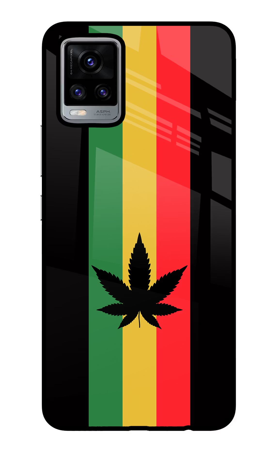 Weed Flag Vivo V20 Glass Case Back Cover by Casekaro