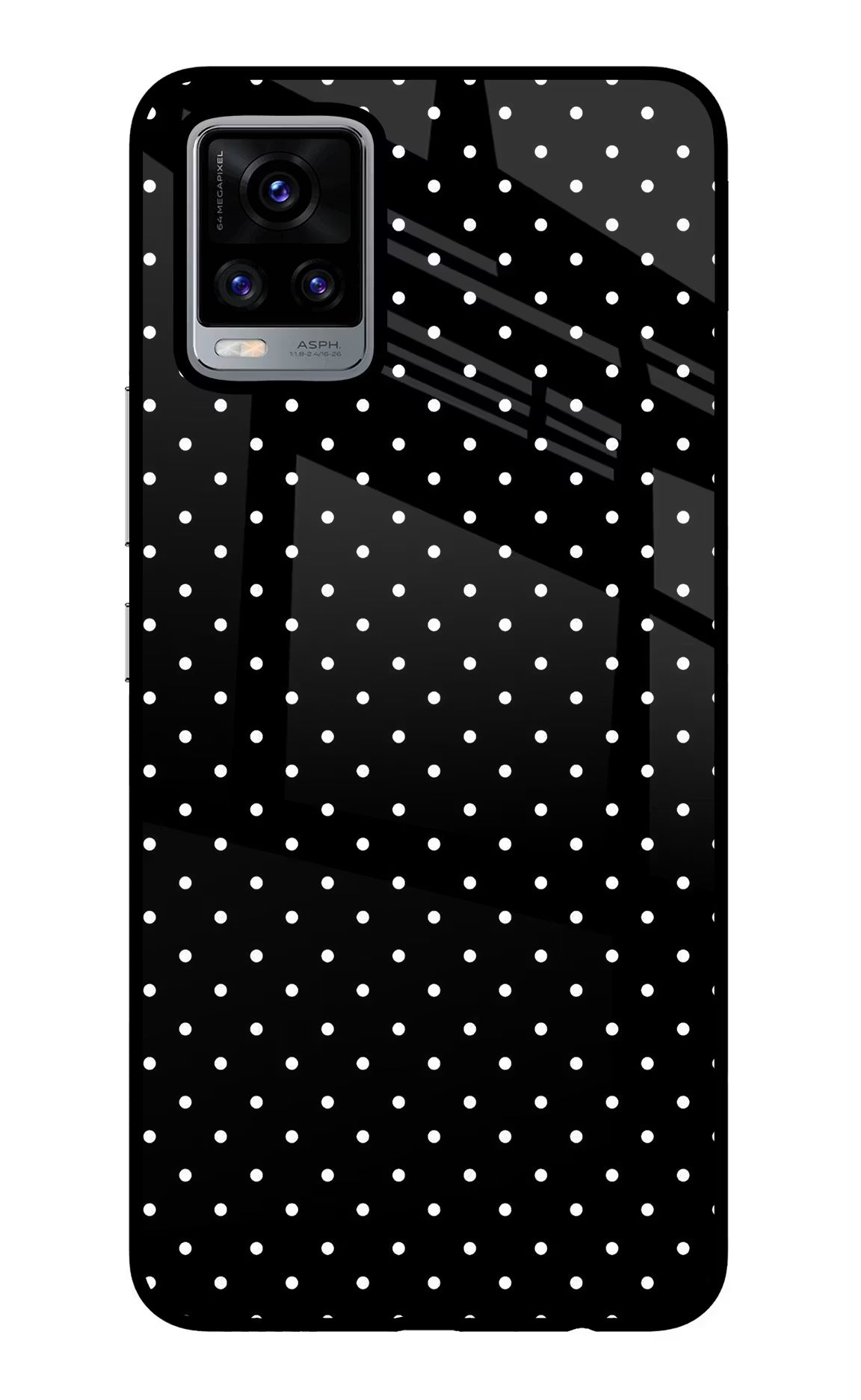 White Dots Vivo V20 Glass Case Back Cover by Casekaro
