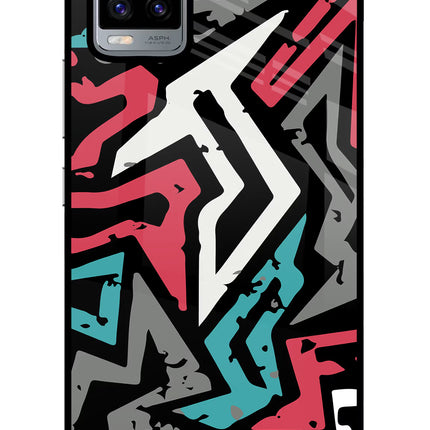Geometric Graffiti Vivo V20 Glass Case Back Cover by Casekaro
