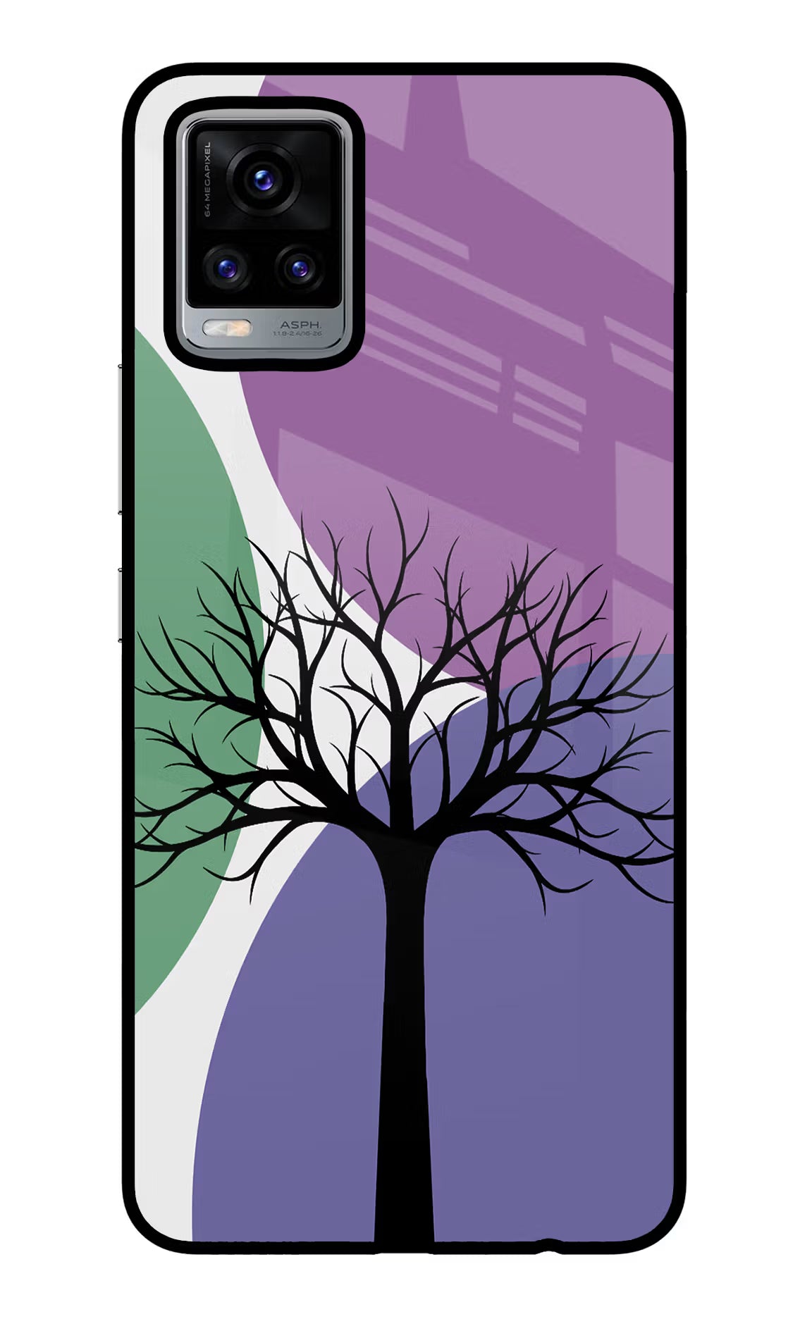 Tree Art Vivo V20 Glass Case Back Cover by Casekaro