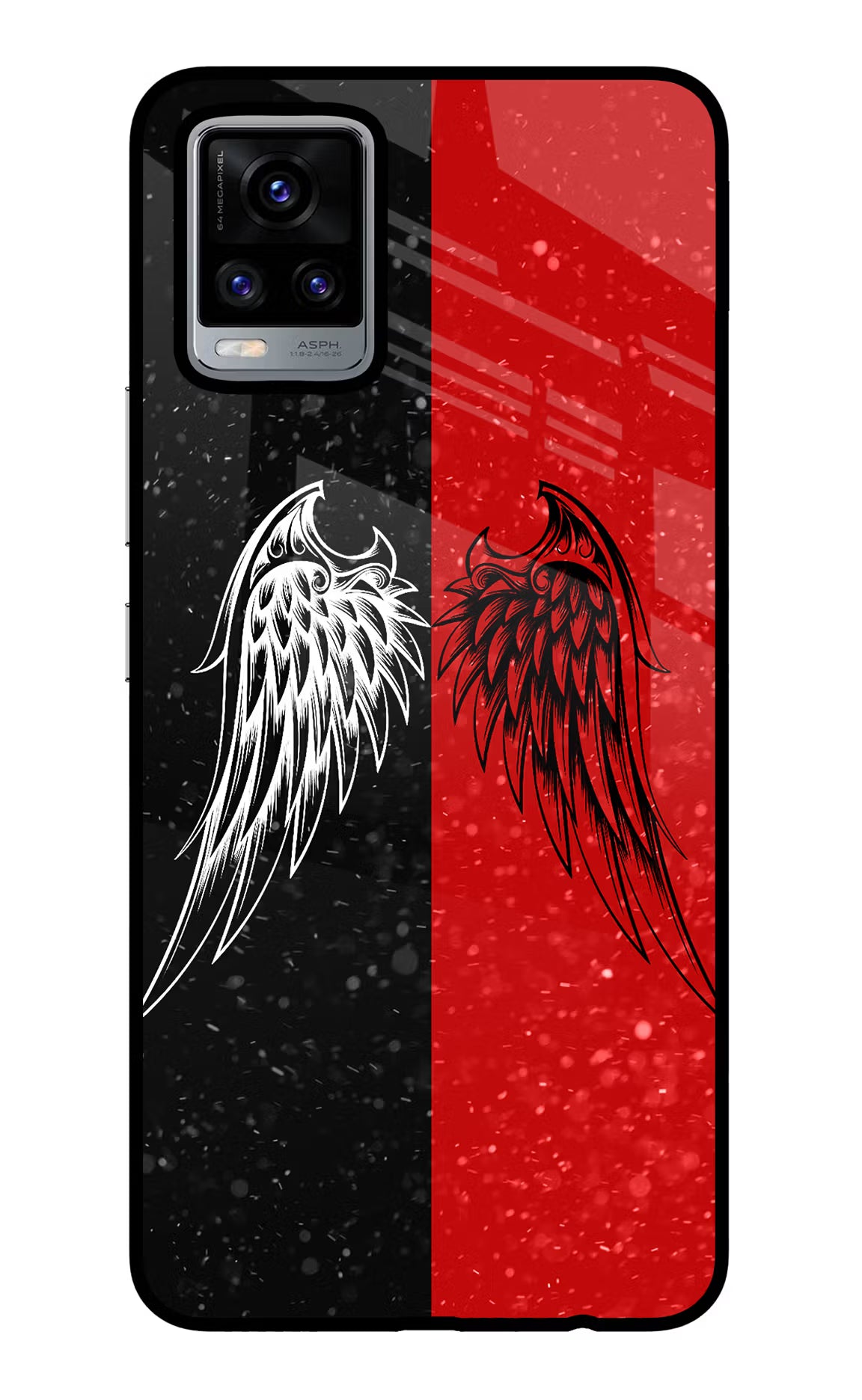 Wings Vivo V20 Glass Case Back Cover by Casekaro