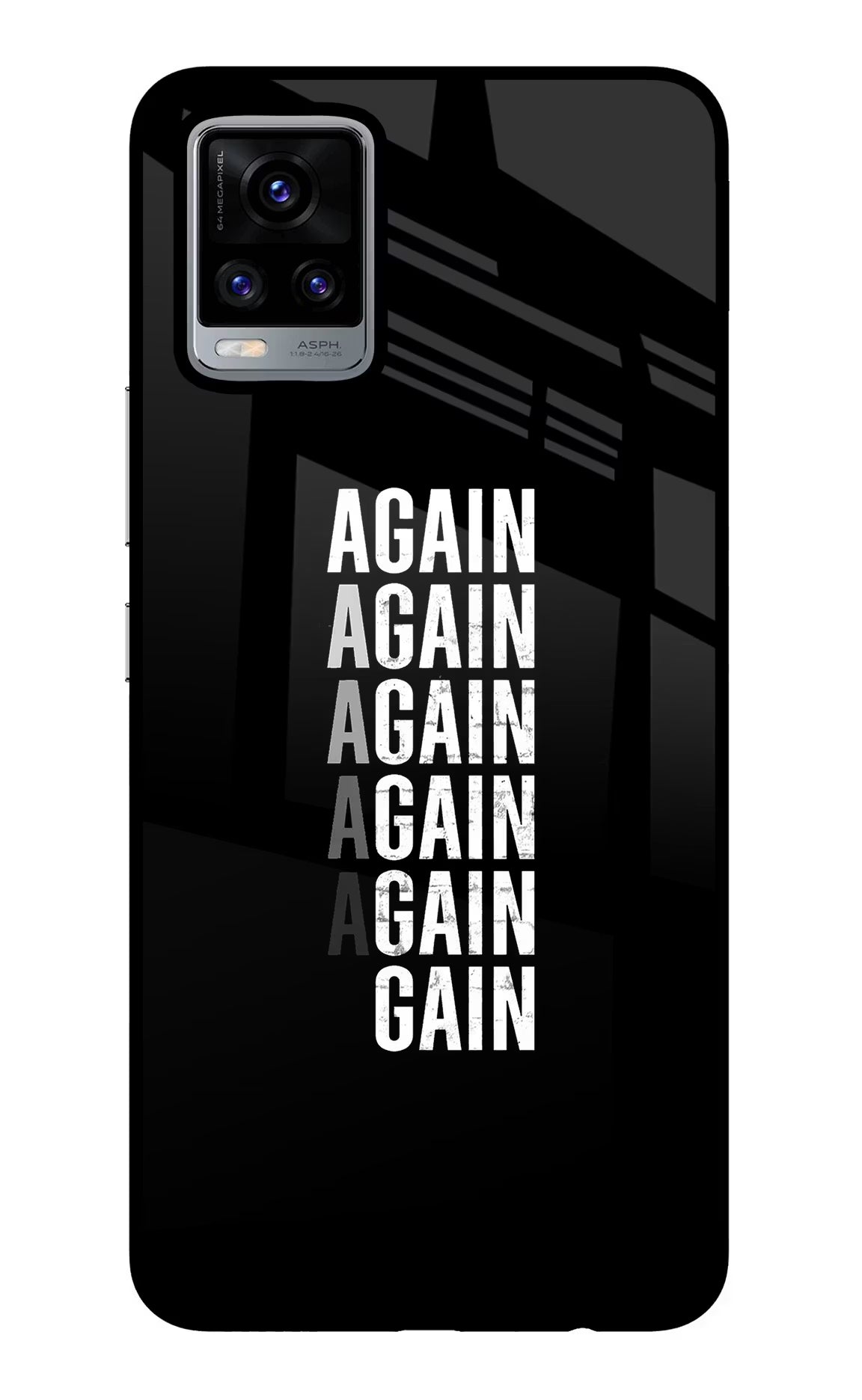 Again Again Gain Vivo V20 Glass Case Back Cover by Casekaro