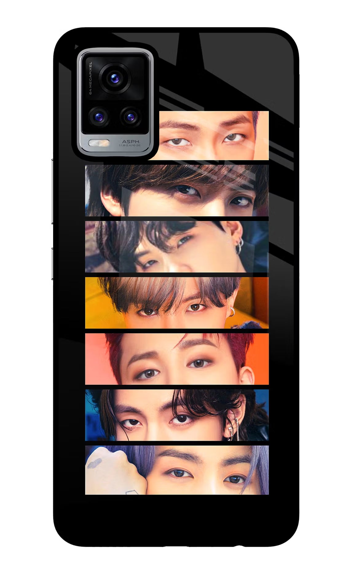 BTS Eyes Vivo V20 Glass Case Back Cover by Casekaro
