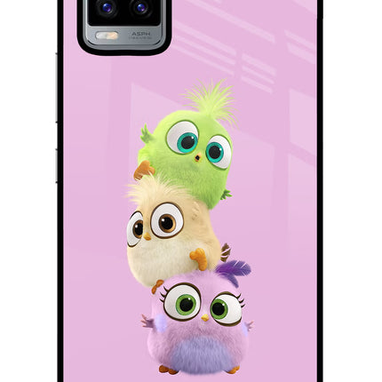 Cute Little Birds Vivo V20 Glass Case Back Cover by Casekaro