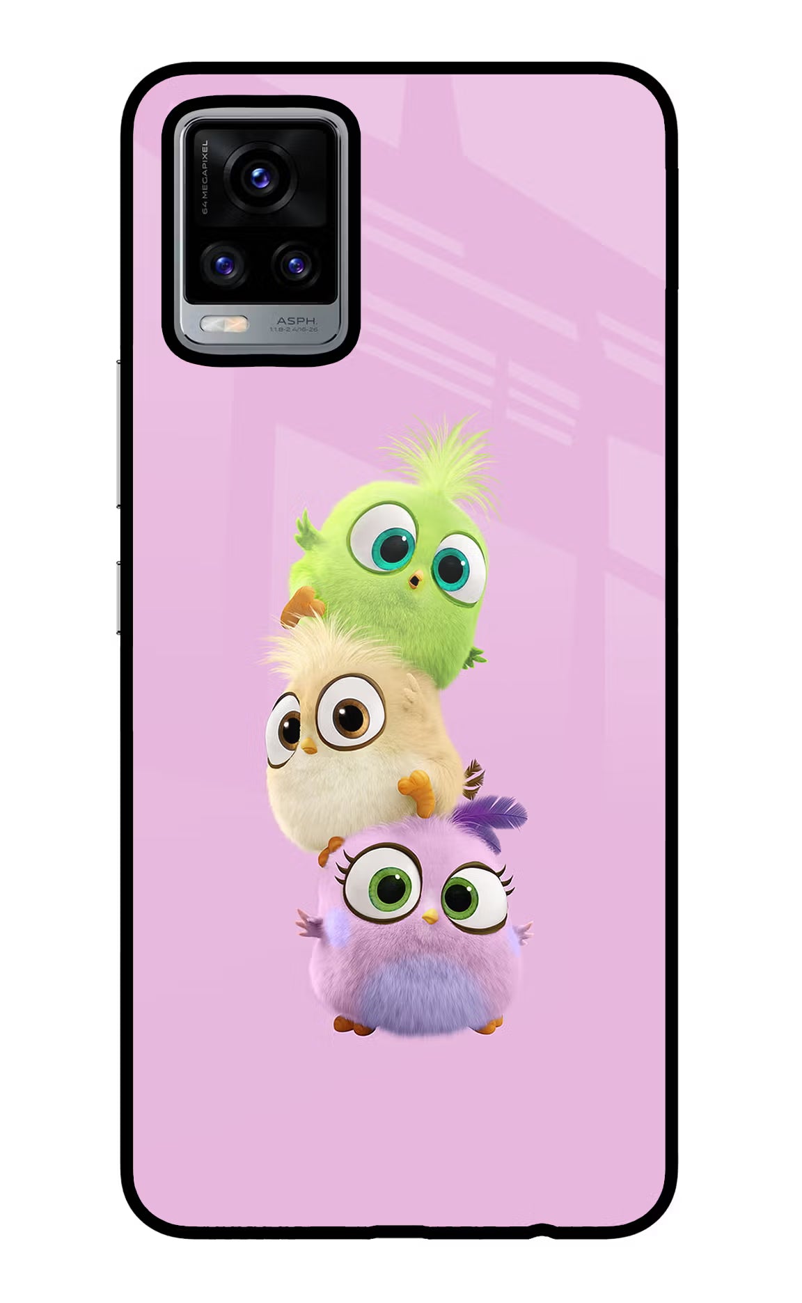 Cute Little Birds Vivo V20 Glass Case Back Cover by Casekaro