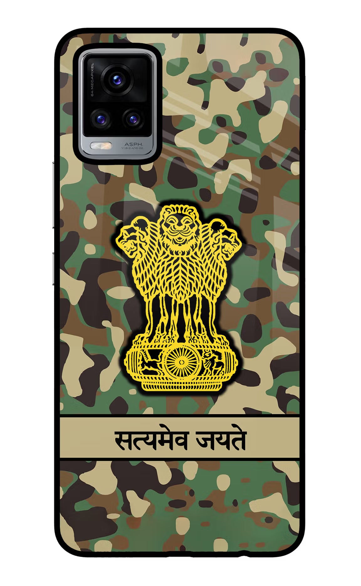 Satyamev Jayate Army Vivo V20 Glass Case Back Cover by Casekaro