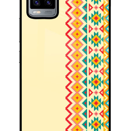 Ethnic Seamless Vivo V20 Glass Case Back Cover by Casekaro