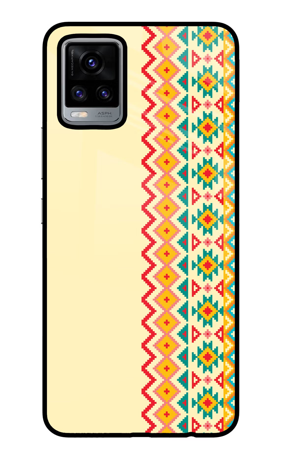 Ethnic Seamless Vivo V20 Glass Case Back Cover by Casekaro