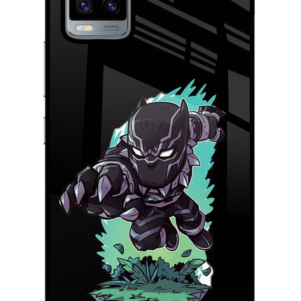 Black Panther Vivo V20 Glass Case Back Cover by Casekaro