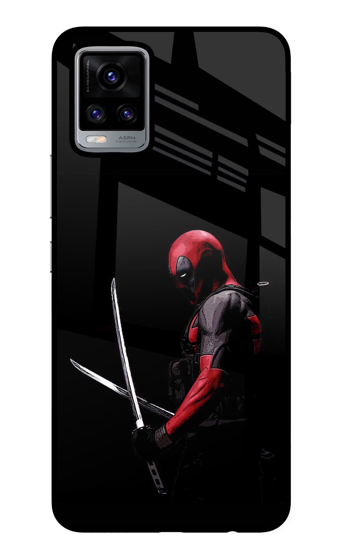 Deadpool Vivo V20 Glass Case Back Cover by Casekaro