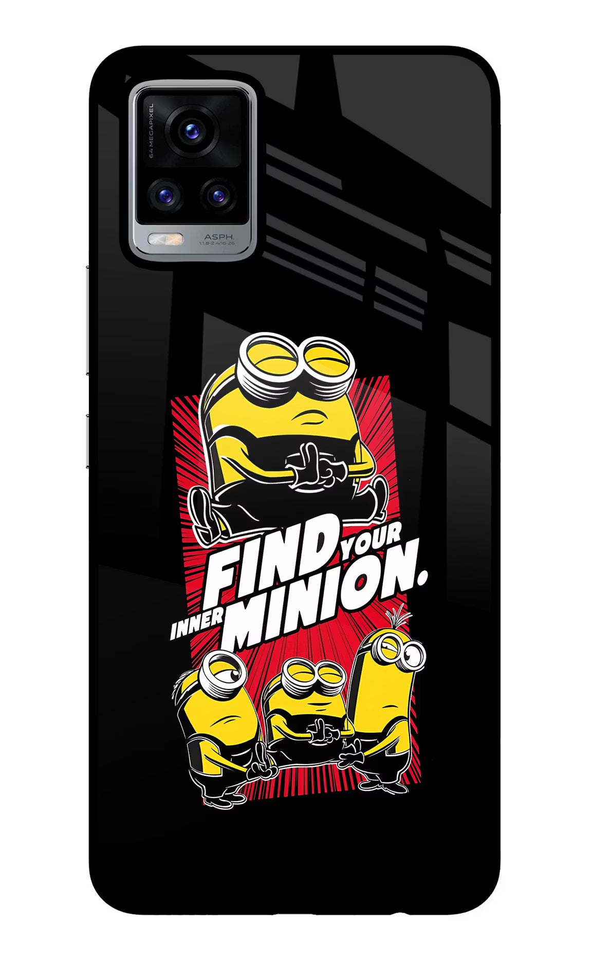 Find your inner Minion Vivo V20 Glass Case Back Cover by Casekaro