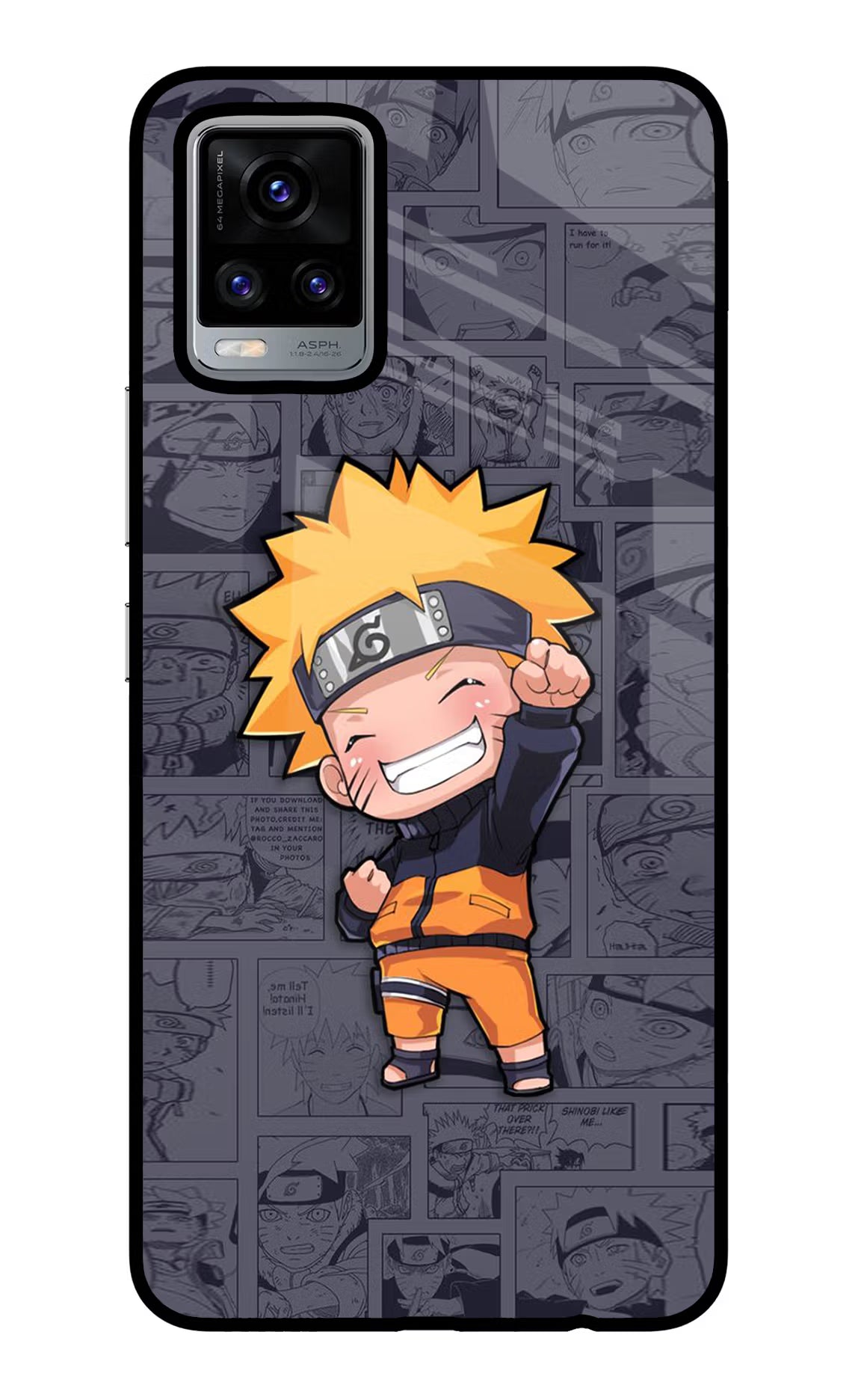 Chota Naruto Vivo V20 Glass Case Back Cover by Casekaro