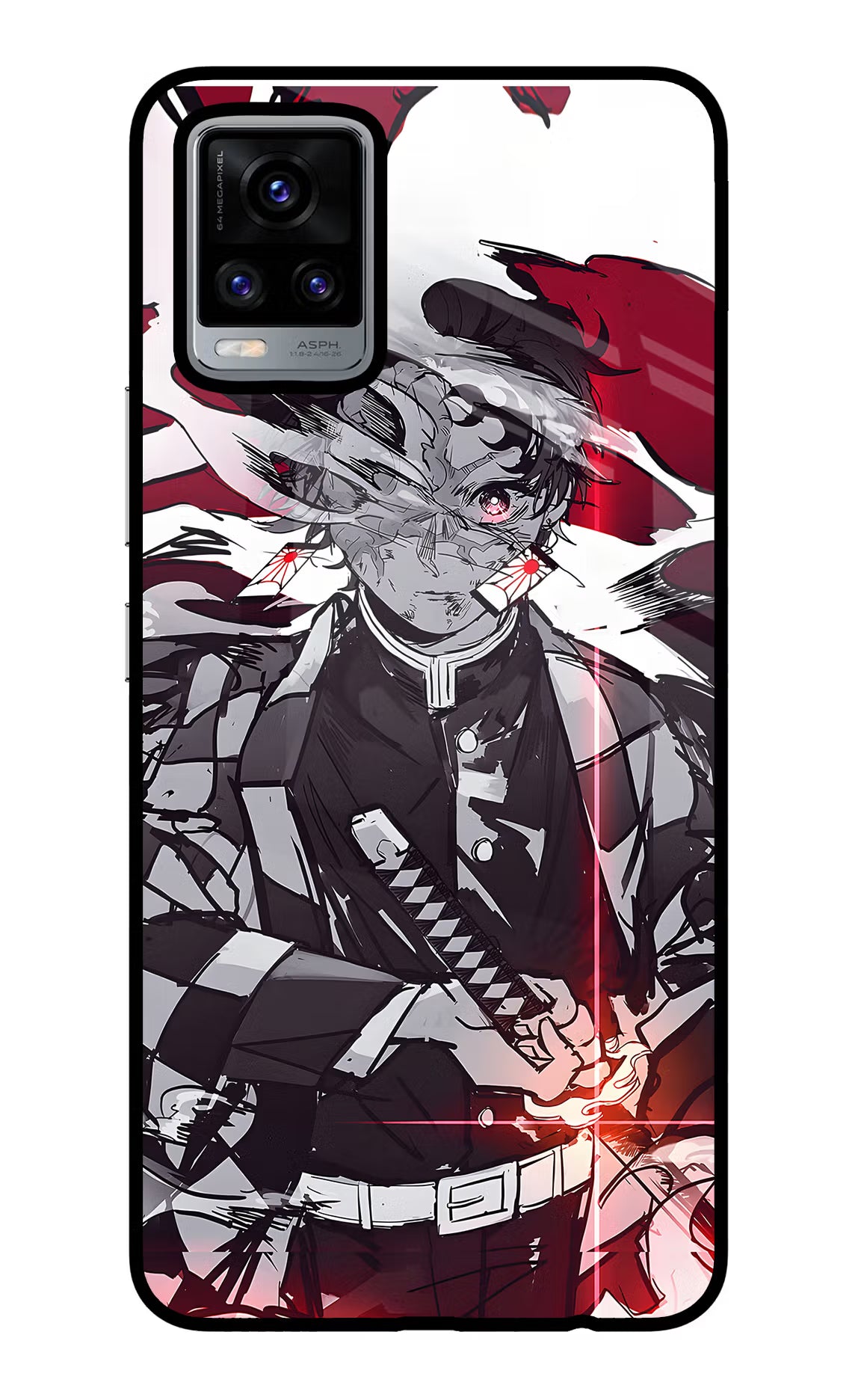 Demon Slayer Vivo V20 Glass Case Back Cover by Casekaro