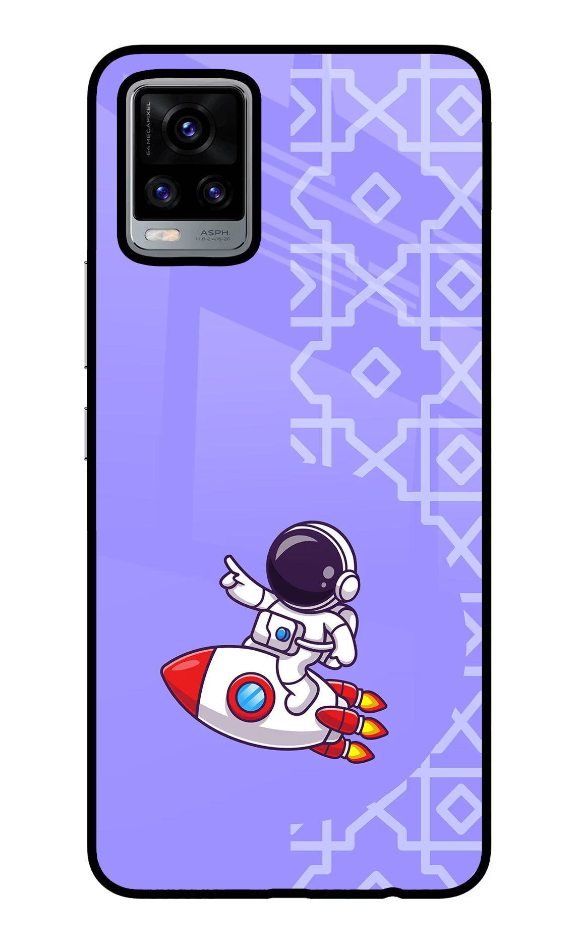 Cute Astronaut Vivo V20 Glass Case Back Cover by Casekaro