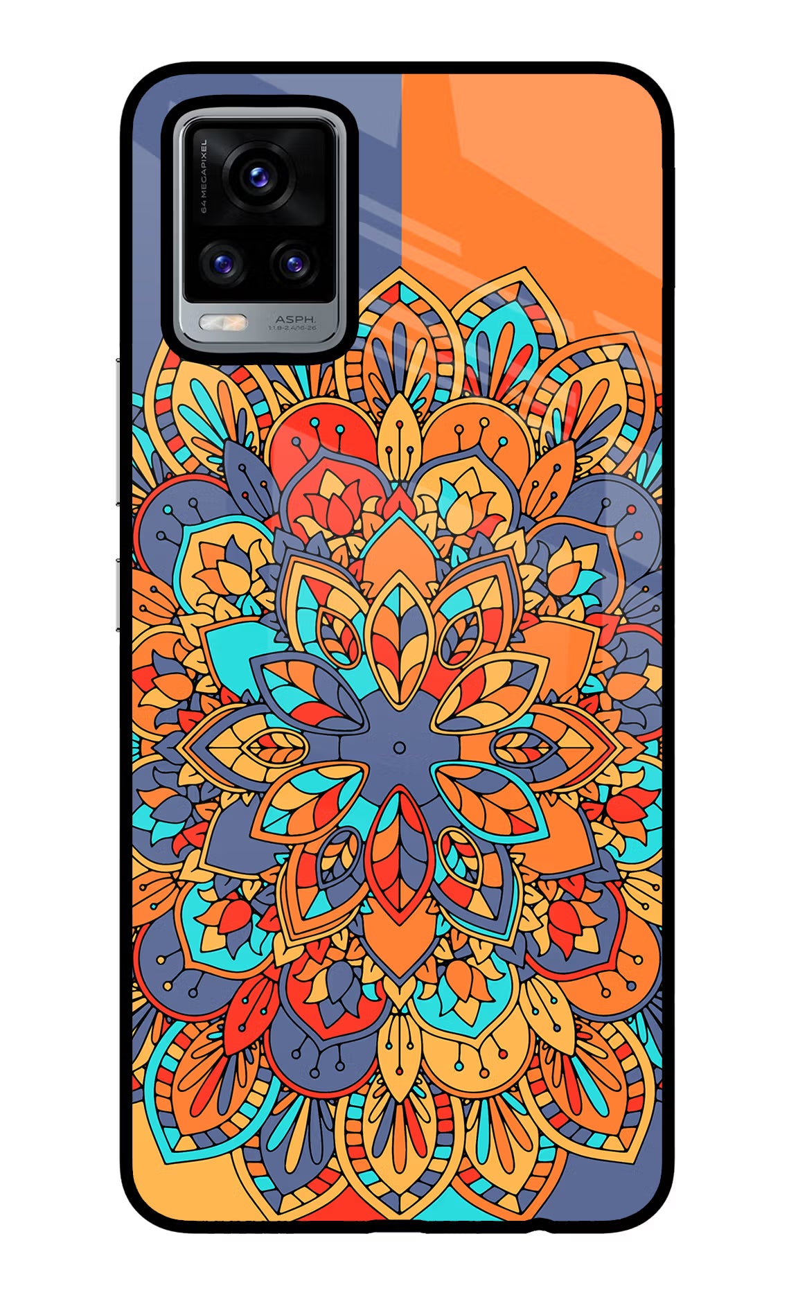 Color Mandala Vivo V20 Glass Case Back Cover by Casekaro