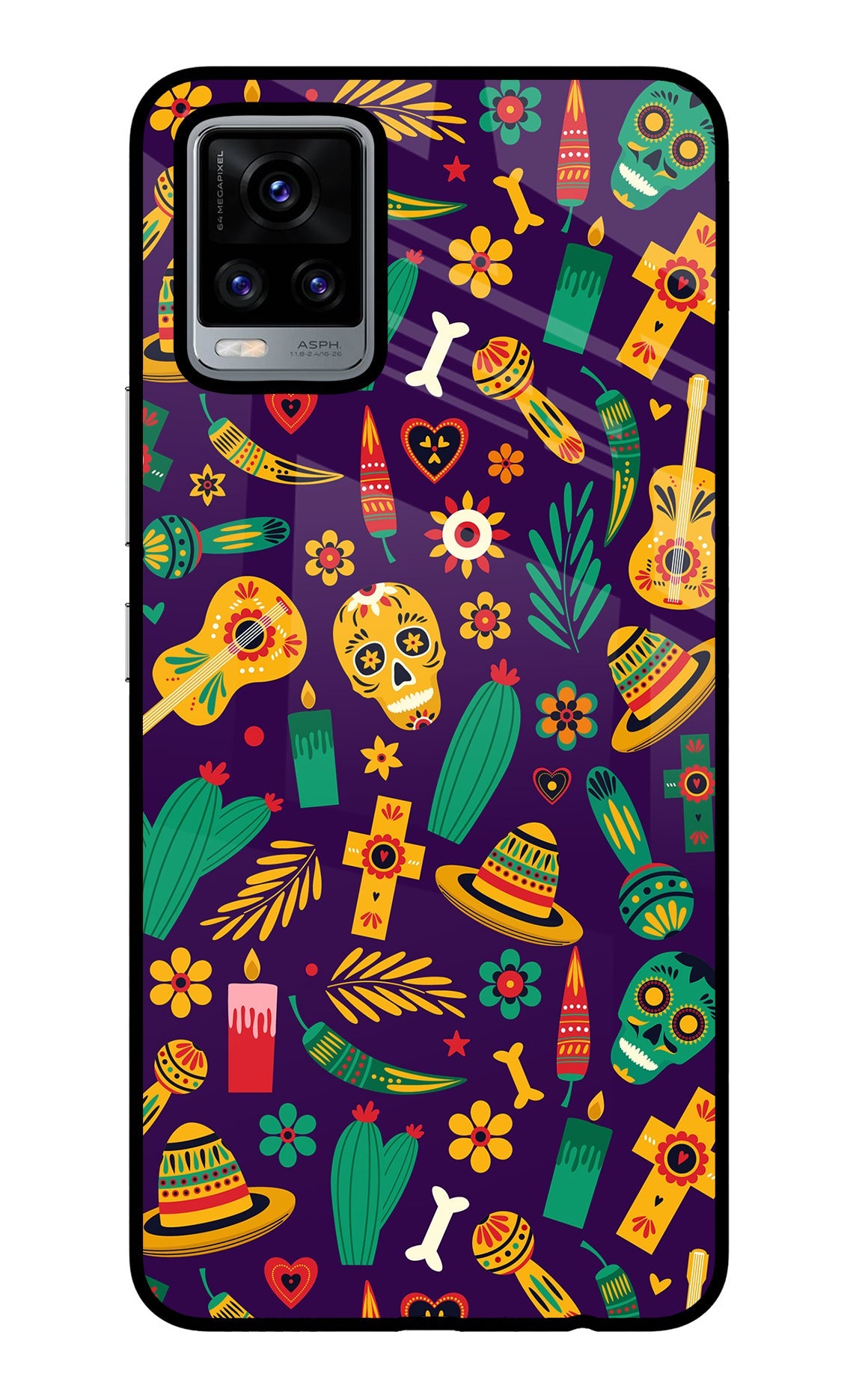 Mexican Artwork Vivo V20 Glass Case