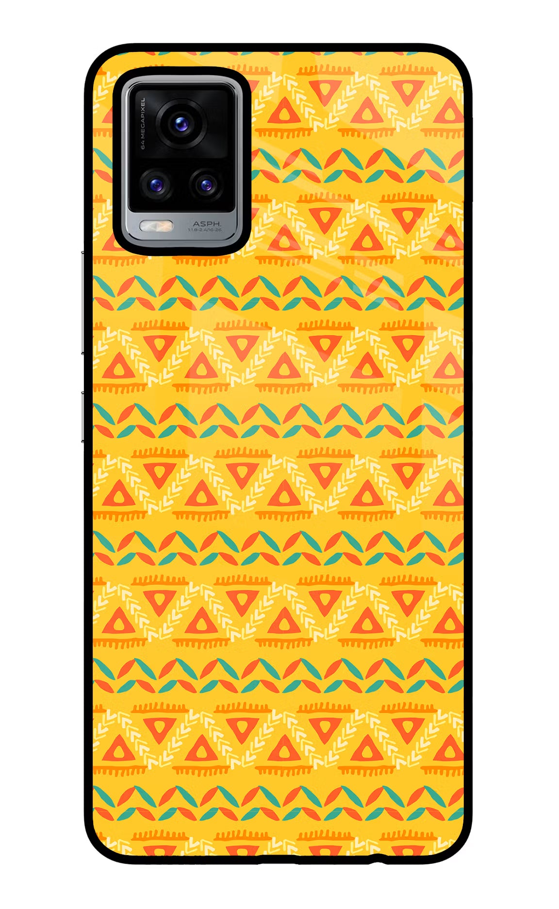 Tribal Pattern Vivo V20 Glass Case Back Cover by Casekaro