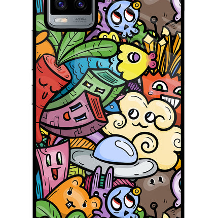 Veggie Doodle Vivo V20 Glass Case Back Cover by Casekaro