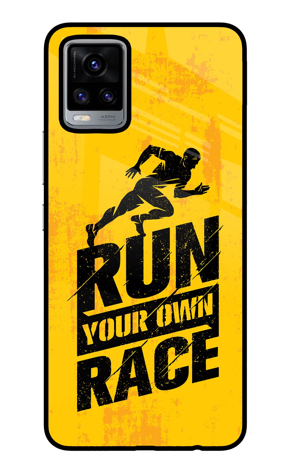 Run Your Own Race Vivo V20 Glass Case Back Cover by Casekaro