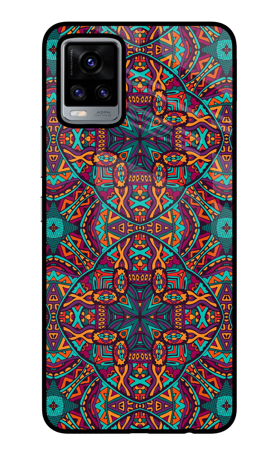 Colour Mandala Vivo V20 Glass Case Back Cover by Casekaro