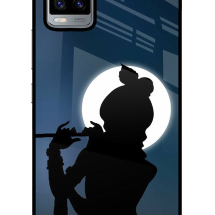 Shri Krishna Silhouette Vivo V20 Glass Case Back Cover by Casekaro