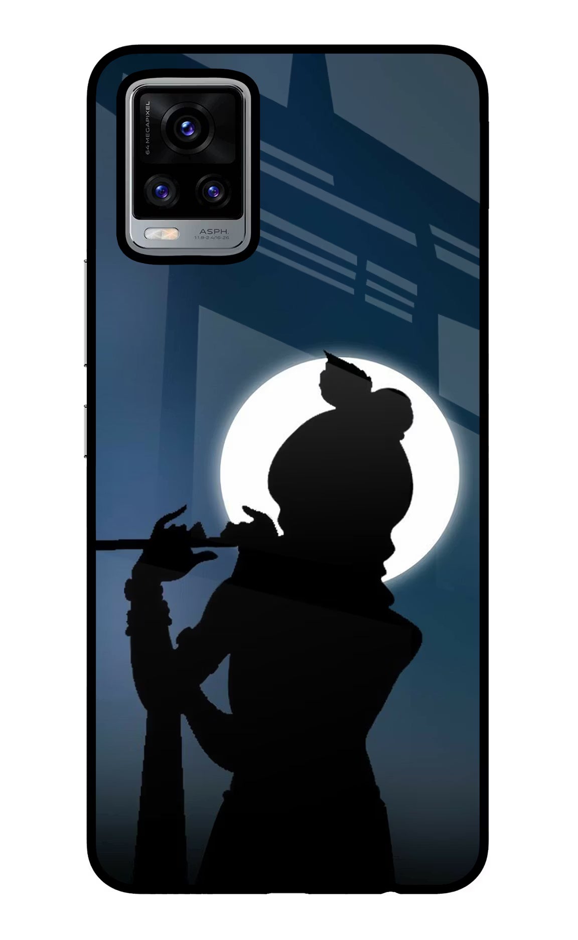 Shri Krishna Silhouette Vivo V20 Glass Case Back Cover by Casekaro