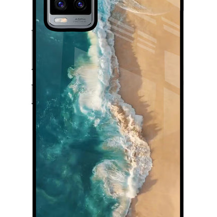 Ocean Beach Vivo V20 Glass Case Back Cover by Casekaro