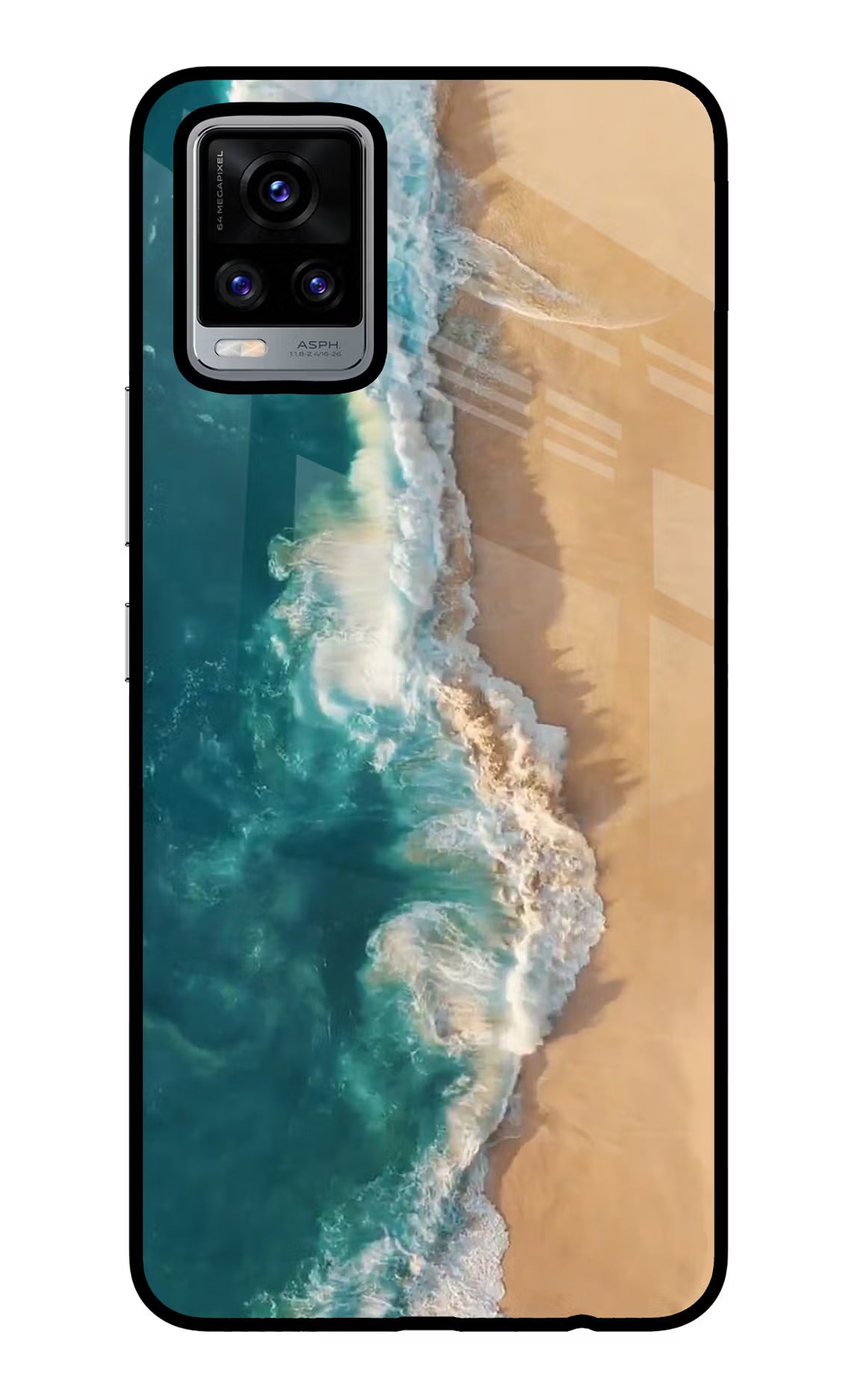 Ocean Beach Vivo V20 Glass Case Back Cover by Casekaro