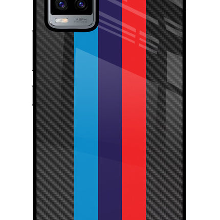 BMW Stripes Pattern Vivo V20 Glass Case Back Cover by Casekaro