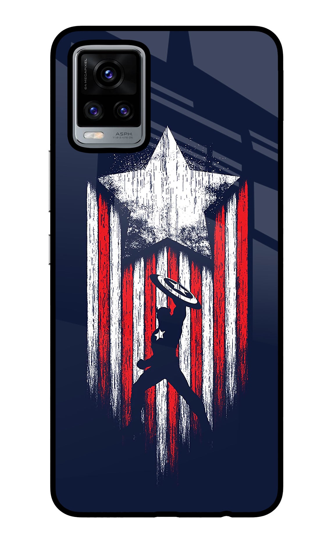 Captain America Marvel Art Vivo V20 Glass Case