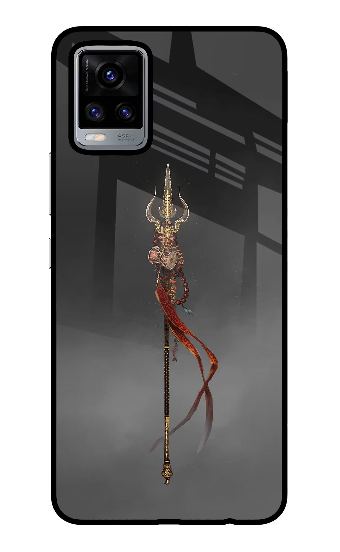 Shiv Trishul Vivo V20 Glass Case Back Cover by Casekaro