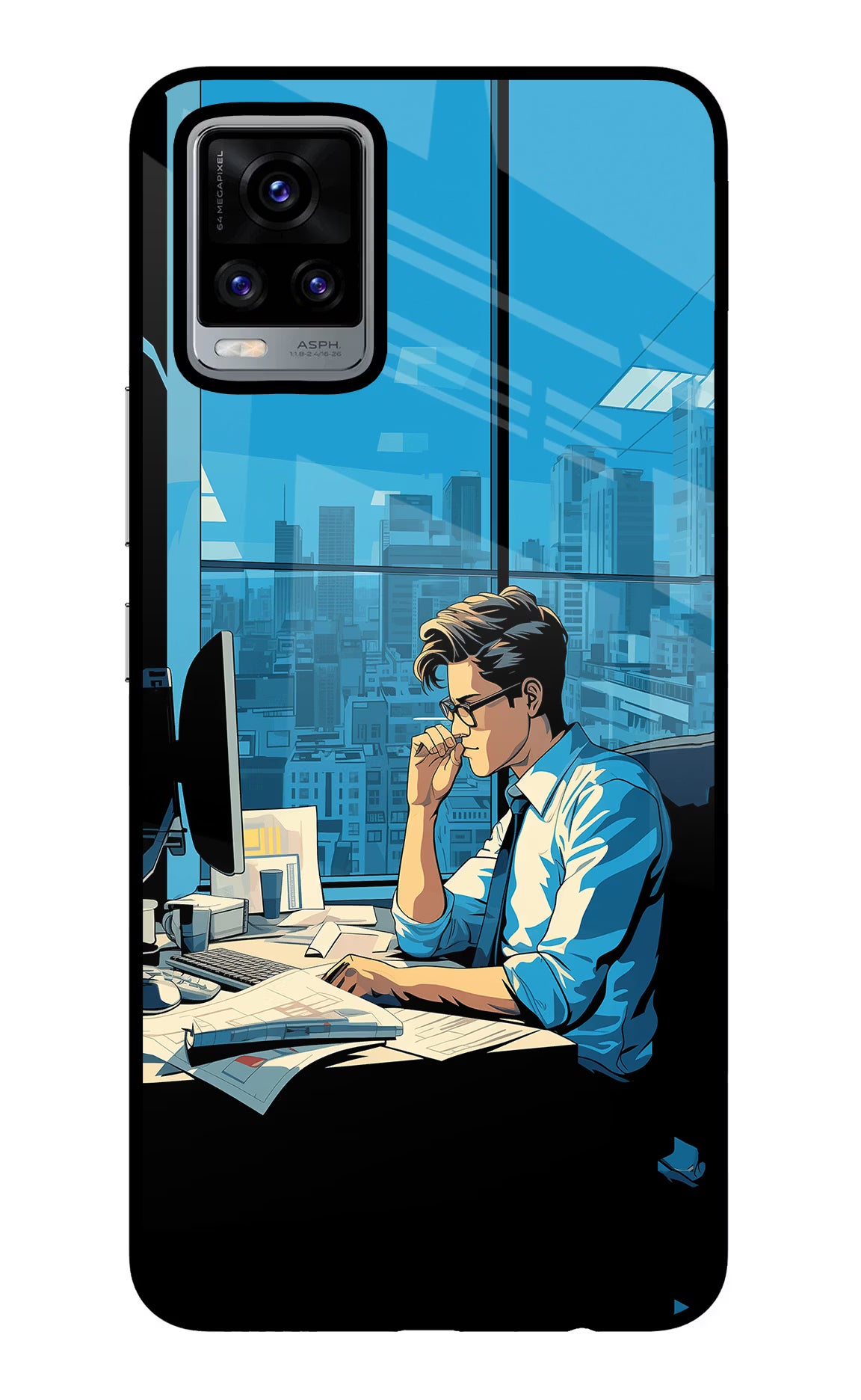 Focused Hustler (AI Generated) Vivo V20 Glass Case Back Cover by Casekaro