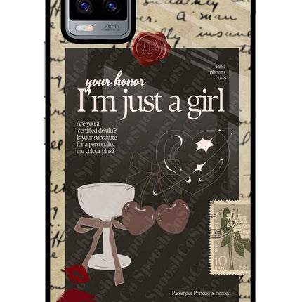 I am just a girl Vivo V20 Glass Case