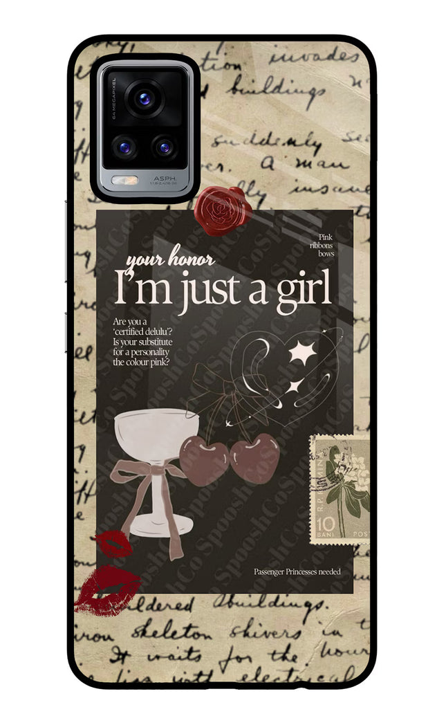 I am just a girl Vivo V20 Glass Case