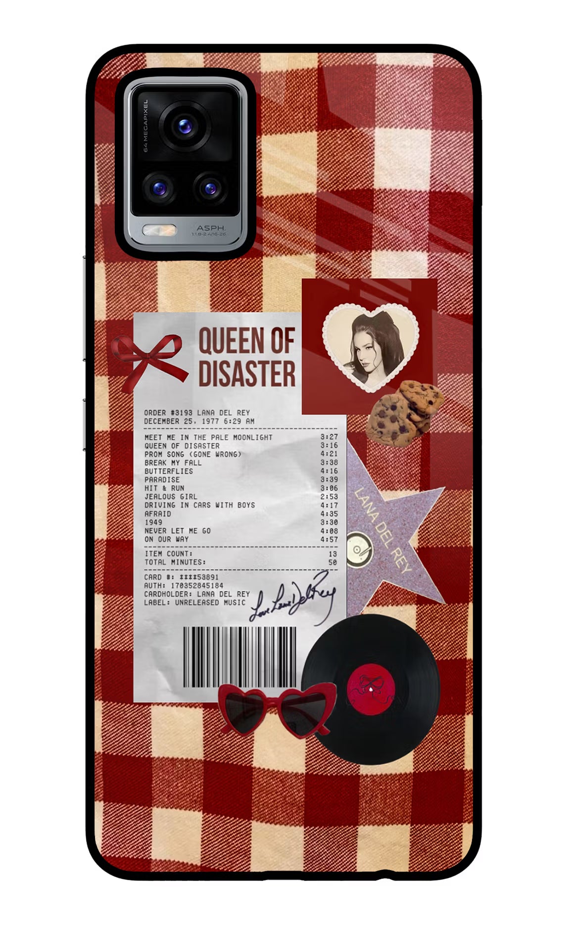 Queen of Disaster Vivo V20 Glass Case Back Cover by Casekaro