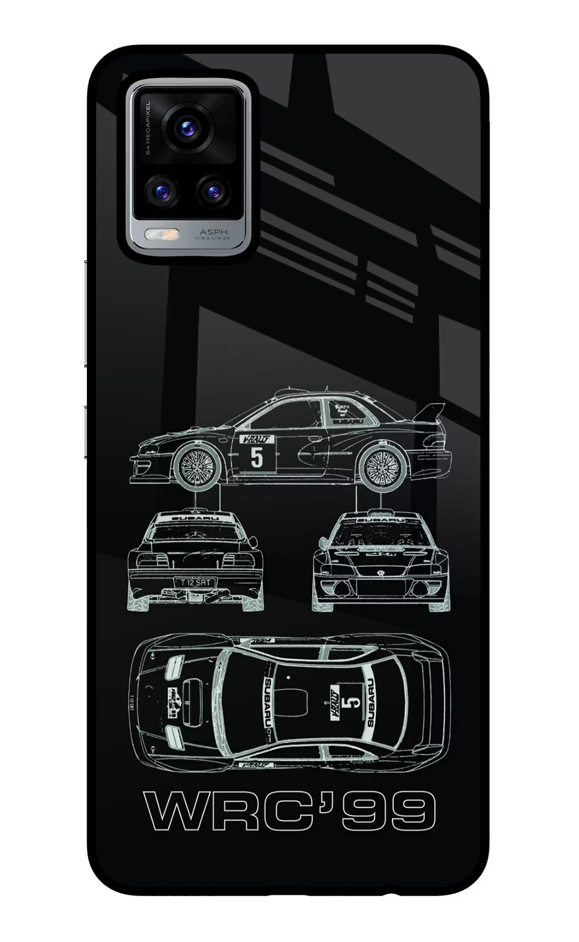 WRC'99 Vivo V20 Glass Case Back Cover by Casekaro
